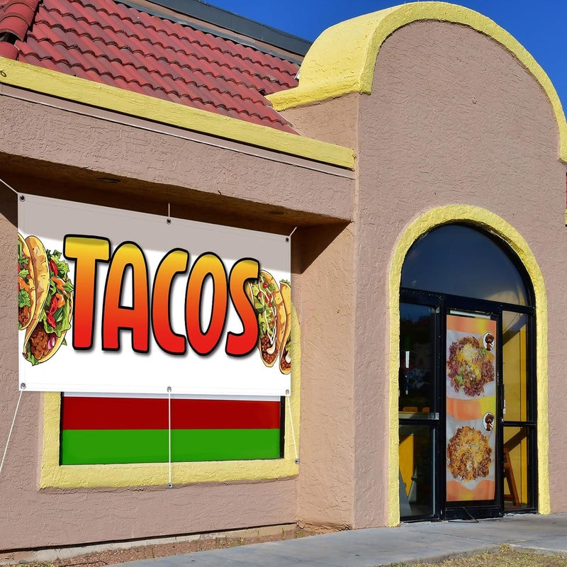 Tudomro 2x4 Feet Tacos Banner Store Sign Fabric Polyester with Grommets for Easy Hang Indoor & Outdoor - Image 4